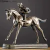 Konst och hantverk Metal Fiure Sculpture Simulation Animal Metal Crafts Ornament Race Equestrian Athlete Crafts Ornament Horse Home DecorationL2447