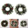 Decorative Flowers Christmas Wreath Red Fruit Pine Cone Garland Xmas Tree Wall Door Hanging Rattan For Party 2024 Year Navidad Gift