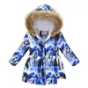 Down Coat Winter Jacket Women Toddler Girl Clothes Kids Girls Print Fashion Big Fur Collar Baby Drop Delivery Maternity Clothing Outwe Otgyb