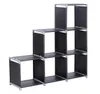 Multifunctional Assembled 3 Tiers 6 Compartments Storage Shelf Black new1314131