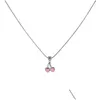 Colliers pendentifs Collier de mode pour femmes Small Sweet Pink Color Cherry Collar Collar Collar Titanium Steel Bijoux Gift Drop Deli OTB13