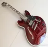 Hele gitaar GS 335 Jazz Electric Guitar Semi Hollow Mahony Body in Wine Bordeaux 1205106154913