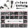 Dispositivi Nailbat Art Flatback Rhinestone Set 2500pcs/Box Diamond di cristallo di vetro AB a forma di griglie con 1 Penna per decorazioni per decorazioni