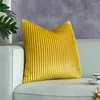 Pillow Luxury Velvet Cover 30x50cm 45x45cm Pleated Design Simple Thick Decorative For Sofa Livingroom Pillowcase