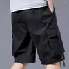 Heren shorts chiao merk originele lintdecoratie big pocket overalls bijgesneden mannen dun een rechte buis los