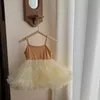 Summer Kids Girl Dress Sling ärmlös puffy kjol Suspender Gaze Princess Ballet Utför Tututu kjol H4500 240325