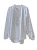 BZVW Korean Style Pullover Shirt Fomen White White Round Neck Lantern Sleeve Blouses Femme Tops Spring Clothing S 240407