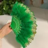 Dekorative Figuren Feder Hand Fan handgefertigt spanische Spitzenquasten Tanz Fans Chinesische luxuriöse Hochzeitsfeier Geschenk Home Decor