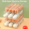キッチンストレージ二重折りたたみ式冷蔵庫卵主催者ラック簡単なアクセススタック可能な容器