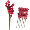 Kwiaty dekoracyjne 10pcs sztuczne czerwone gałęzie jagód świąteczny wybiera świąteczne dekoracje DIY
