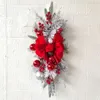 Fleurs décoratives Youzi Abs Christmas Swags de larmes sans corde avec des lumières Garlande d'escalier rustique tissé à la main pour décorations extérieures intérieures