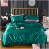 Set di biancheria da letto di fascia alta rayon rayon set di satinie set di lusso a doppio piumino a doppio piumino di alta qualità re queen size no fogli 240322 consegna goccia g otmau