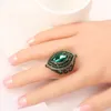 Pierścienie ślubne Kinel luksus antyczny pierścionek dla kobiet vintage wygląd zielony kryształ biżuteria biżuteria