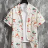 Herren lässige Hemden europäischer und amerikanischer Sommer -Lampe -Pilz -Muster Druck trendy personalisiertes Hemd Hawaiian Kurzärmele