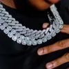 Hip Hop 10 mm 12 mm lód na zewnątrz Mossianite Cuban Link łańcuchy 925 Srebrny srebrny męski naszyjnik bransoletka biżuterii