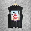 Mens Tshirt 디자이너 민소매 조끼 브랜드 무거운 듀티 오래된 씻은 티 느슨한 피팅 캐주얼 탑 문자 인쇄 된 오버 사이즈 탱크 탑.