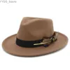 Waste Brim Hats Bucket Fashion Trilby adotta il classico cappello da uomo fedora jazz hamburger inverno vintage e autunno sombrero hombre top yq240407