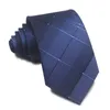 Ties cravatte da 8 cm in poliestere jacquard a strisce a strisce all'ingrosso da uomo 7 cm Business cravatta casual blu nero blu 240407