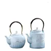 Teaware set enkla celadon guldbalkpott stor kapacitet med filter tekanna restaurang vattenkokare vanlig te set kinesisk singel