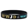 Braccialetti 50pcs Bibbia Versetti Wwjd Insegnamenti di Jesus Silicone Wristband Braccialetti di gomma