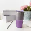 Tasarımcı Tumblers 4 Renk Buzlu Görünüm Dondurma Kupası Saman Sızıntı Kanıtı Kapak Termal Yalıtım Kahve Kupası Paslanmaz Çelik Seyahat Kupası 600ml