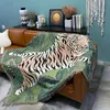 Textil City Ins Cartoon Leaf Tiger Throw Filt Nordic Home Dekorera soffa täckning stickad Tassel Tapestry Camping Picnic Mat 240326