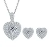 D Color 925 Set di gioielli in argento sterling set scintillante moissanite amore per il cuore Orecchini per le donne per il matrimonio