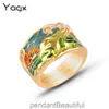 New adhesive inlaid diamond ring for women fashionable color blocking life tree ring niche