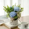 Dekorative Blumen Norde Europäische Art Set Ceramic Seil Rose Vase Topf Pflanze Home Office Hochzeit Party Dekoration Nachahmung