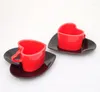 Чашки блюдцы Керамическая пара с чашкой в форме сердечной формы кофейная блюдца послеобеденный чай эспрессо действие
