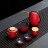 Mokken Aangepast Chinese teaset keramische draagbare theepot set reizen gaiwan theekopjes ceremonie theekopje fijne handpot