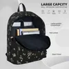 Backpack Black Floral Print Fashion Children School Bag Laptop Rucksack Travel Large Capacity Bookbag