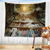 Arazzi Old Book Magic Bookcase Clohote Maglie Maglie Distruzioni per la casa Biblioteca Bricken Sfondo in legno Coppata.