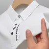 Highend Ice Seide Elastizitätsdruck Polo Shirt Sommer Luxusqualität kurzärmelig Business Casual Tshirt Herren Kleidung 240401