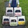 Cat Carriers Crates Houses Bag Dog Pet Portable för utomhusanvändning Ryggsäck Handringsfärg Blockering av små leveranser H240407