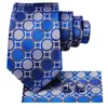 Bow Ties Hi-Tie Dot Blue White 2024 Elegante heren Tie Hanky manchetknoopset Zakelijke stropdas voor mannen Wedding Party Modemerk