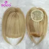 Human Hair Pony Clip in stompe geknipte rand boven het hoofd piekerige lucht knal zwart bruin blond 2 clips haar topper 8.5x7.5 cm 240403