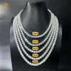 Bijoux hip hop glacé VVS1 D Collier de diamant de couleur Color Real 2 mm 2,5 mm 3 mm CVD Tennis 9k 10k 14k Chain de or solide