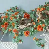 Decorative Flowers Artificial Small Daisy Rattan Hanging Leaves Wreath Home Bedroom Wedding Background Fake Flower Decorations White/Orange