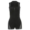 Klänning för kvinnor strand outfit strandkläder 2024 sommar hals blixtlås ärmlös sexig snäv skinkelyft jumpsuit fast spandex