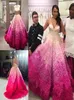 2020 Ombre Wedding Dresses A Line Ruffled Sweetheart Neckline Sweep Train Tulle Backless Plus Size Bridal Gowns 39723542490