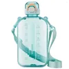 Bottiglie d'acqua trasparenti sport portatili da 750 ml con cinghia di marcatore di tempo per il fitness da campeggio