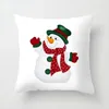 Pillow Decoration Christmas Case Multiple Pieces Free Collocation Hand Drawn Snowman Peach Velvet Printed Sofa Cover Home