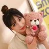 25cm Kawaii Hug Bouquet Teddy Bear Plush Toy Stufted Super Soft Bow Tie Childrens Doll Girlend KidsBaby Christial Gift 240329