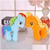 Stuffed & Plush Animals Rainbow Pony Fur Toy Doll Throw Pillow Cute Gift For Children Drop Delivery Toys Gifts Dh4Km