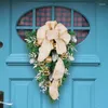 Fleurs décoratives de Noël en larme de larme swag doré bowknot balles de porte de porte couronne guirlande élégante