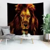 Tapestries 3D Cartoon Lion Tapestry Wandhangen Polyester Dun dier gedrukt Woonkamer Slaapkamer Achtergrond Deken Decor Decor