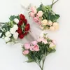 Dekorative Blumen 10 Köpfe Rosenbouquet Künstliche Westrosen Hochzeitsdekoration Seiden Pfingstrosen falsche Vase für Wohnkultur