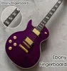 Mano sinistra Custom LP Electric Guitar Purple Color Tiger Flame Top Marma a mano 6 punture Mogania Gitaar Ebony Fishboard4103185