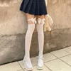 Donne calzini lolita ragazze long jk stocks giapponese kawaii bowknot coscia alta patchwork sheer nero ginocchio